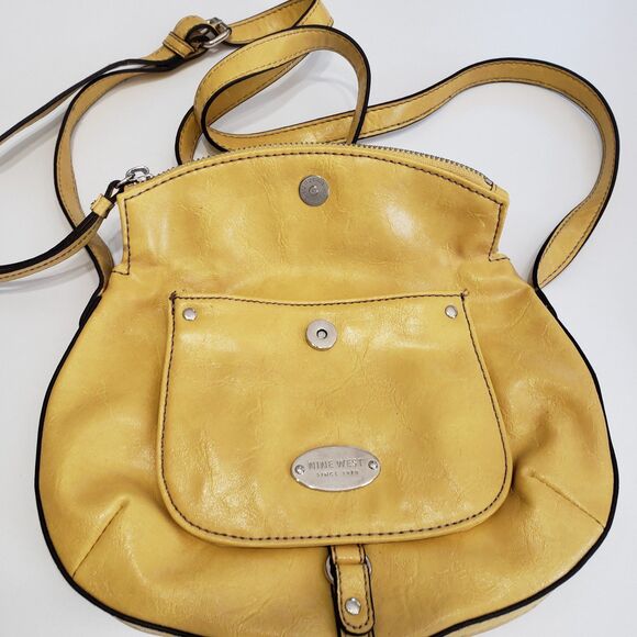 Nine West Woman's Yellow Faux Leather Crossbody Purse - Picture 3 of 9